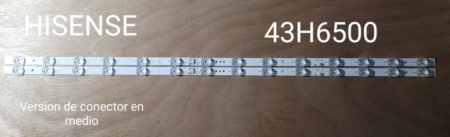 Tira LED para televisión HISENSE 43" 43H6500 2 TIRAS 14 LED CONECTOR MEDIO