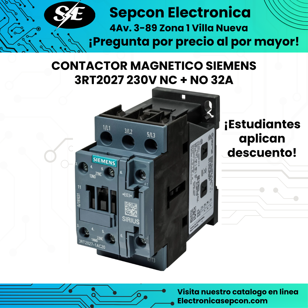 Contactor Siemens 3RT2027-1AL20 12A 110V CA Trifásico 3P NO + 1NA