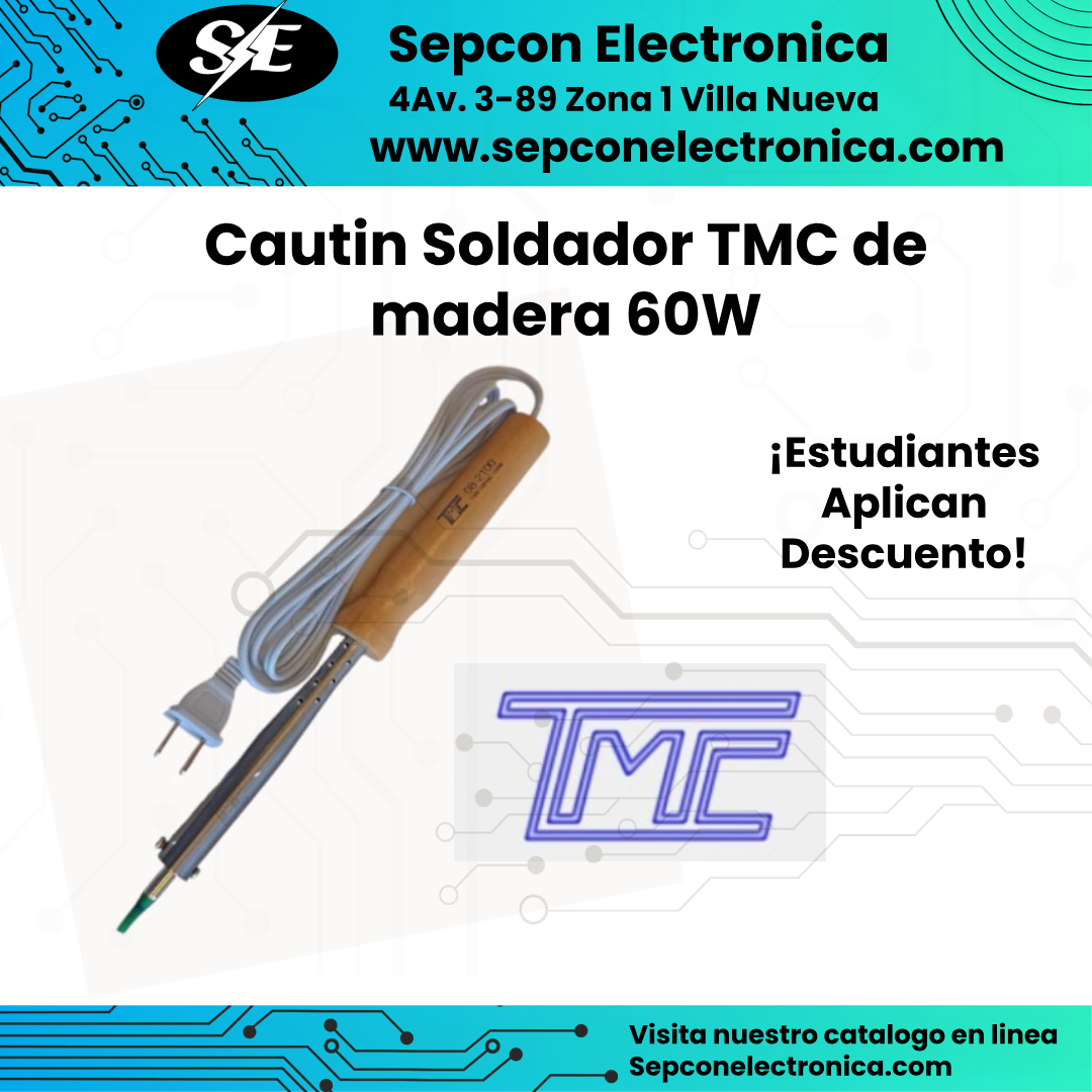 Cuatín soldador TMC 60W de madera con tornillo