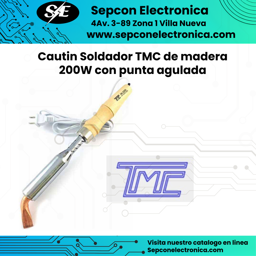 Cuatín soldador TMC 200w Madera industrial con punta angulada
