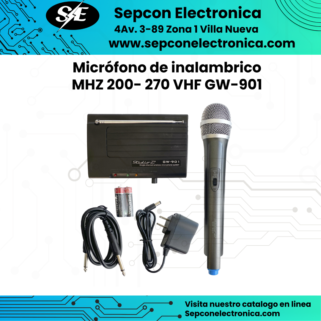Micrófono de inalambrico MHZ 200- 270 VHF GW-901