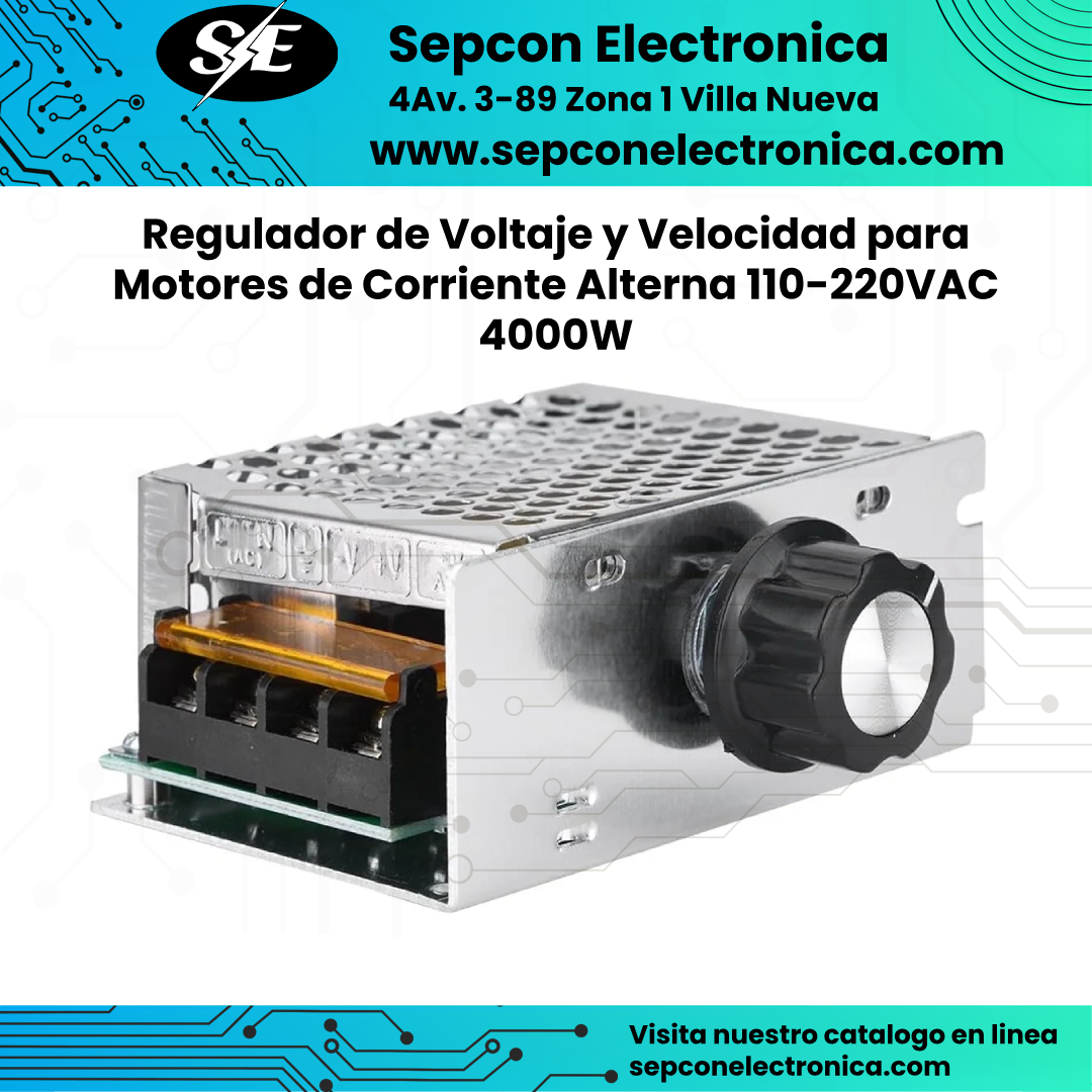 Regulador de Voltaje y Velocidad para Motores de Corriente Alterna 110-220VAC 4000W