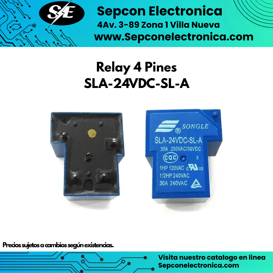 Relay Songle 4 Pines 24VDC 30A SPST SLA-24VDC-SL-A