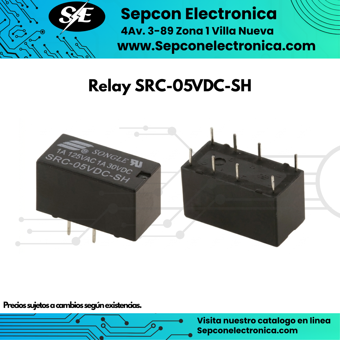 Relay 8 Pines 5VDC 1A DPDT SRC-05VDC-SH