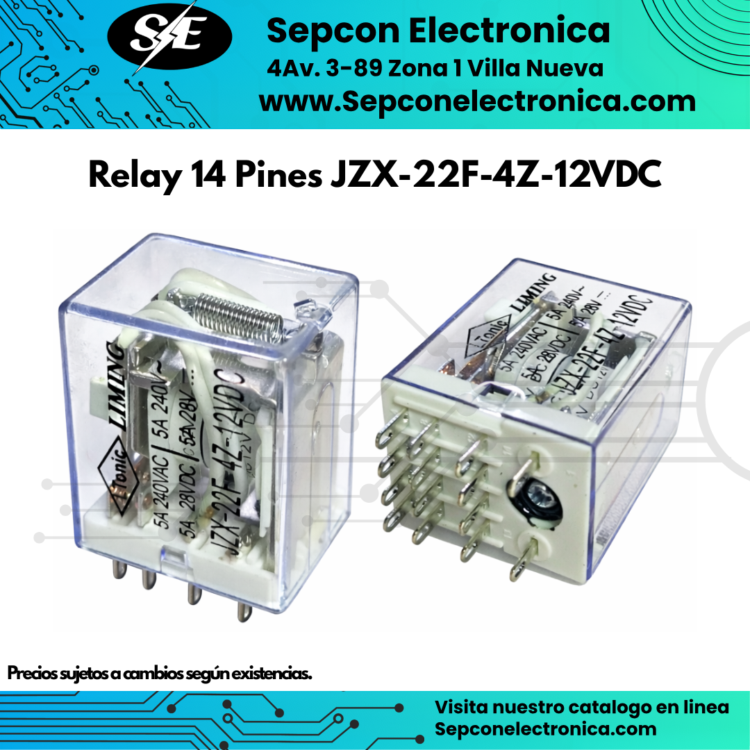 Relay LTonic 14 Pines 12VDC 5A 4P2T JZX-22F-4Z-12VDC
