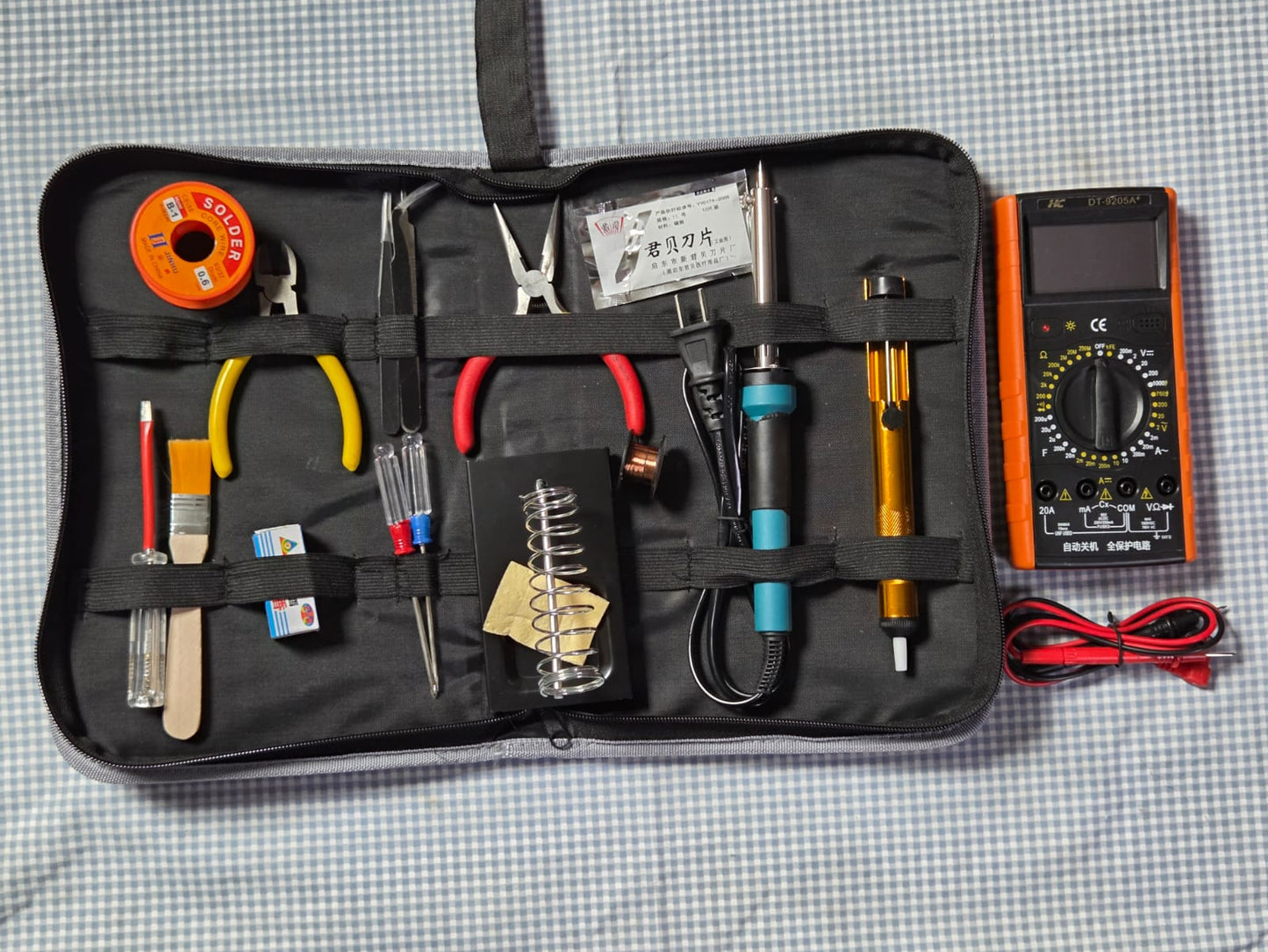 Kit de Herramientas de Electrónica y soldadura con Cautín 60W y multímetro Pro