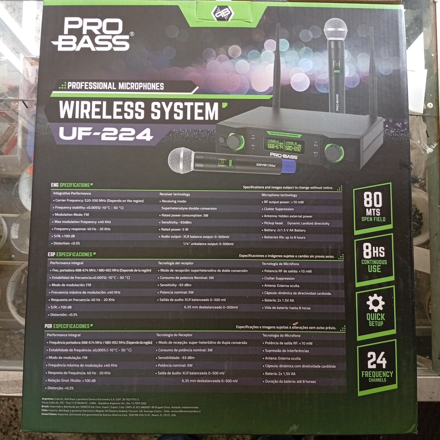 Par Micrófonos Inalámbricos UHF Pro Bass UF-224
