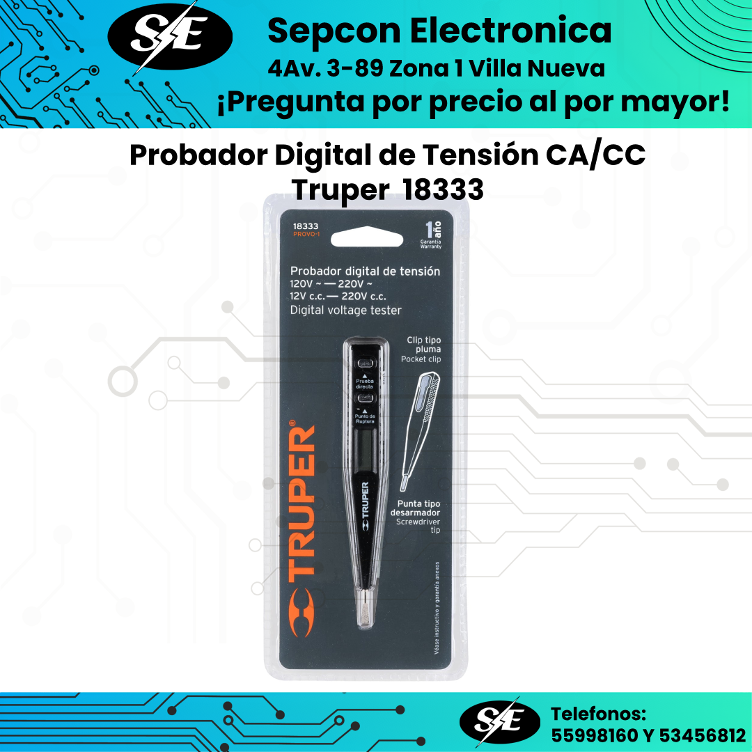 Probador Digital de Tensión CA/CC Truper 18333