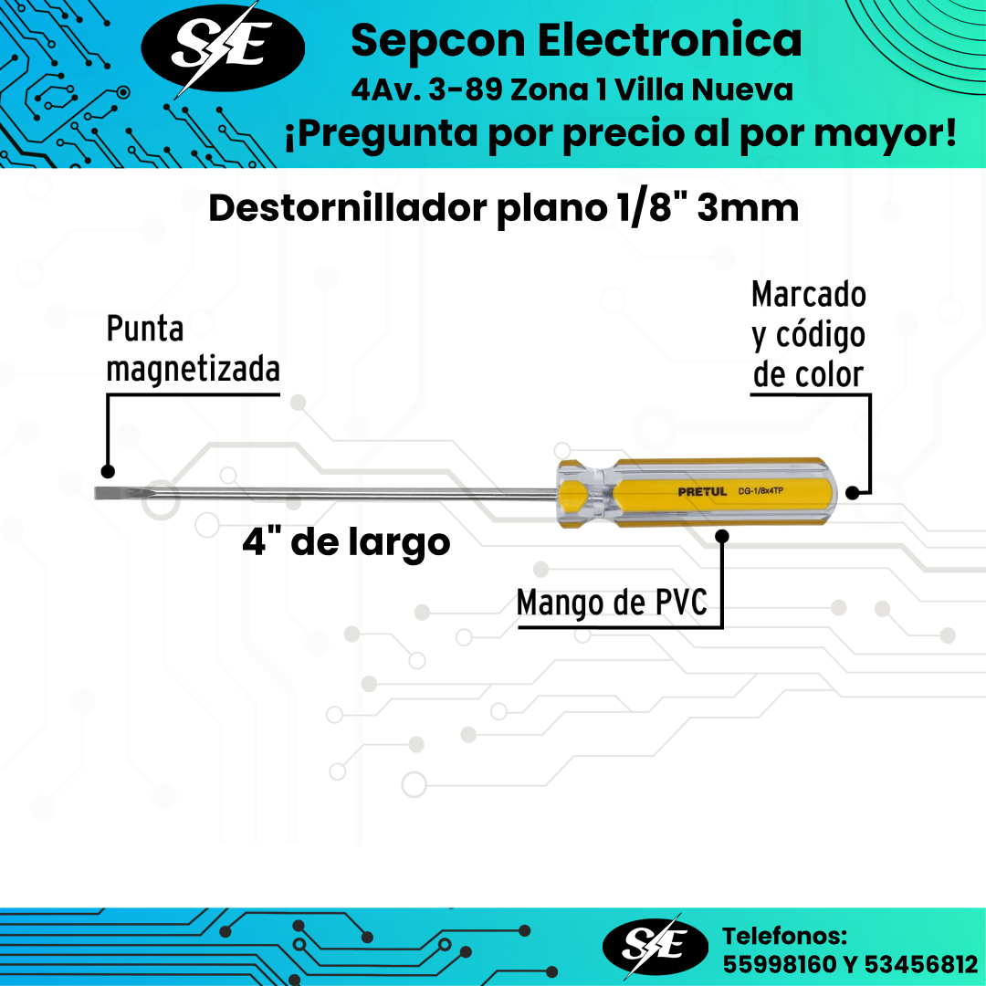 Destornillador plano 1/8" (3 mm) Petrul 21464