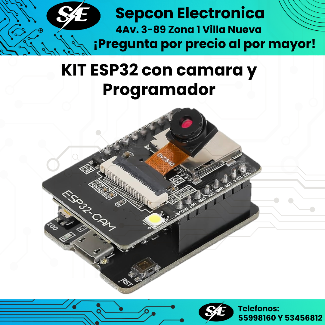 Kit ESP32-CAM con cámara OV2640 y programador USB