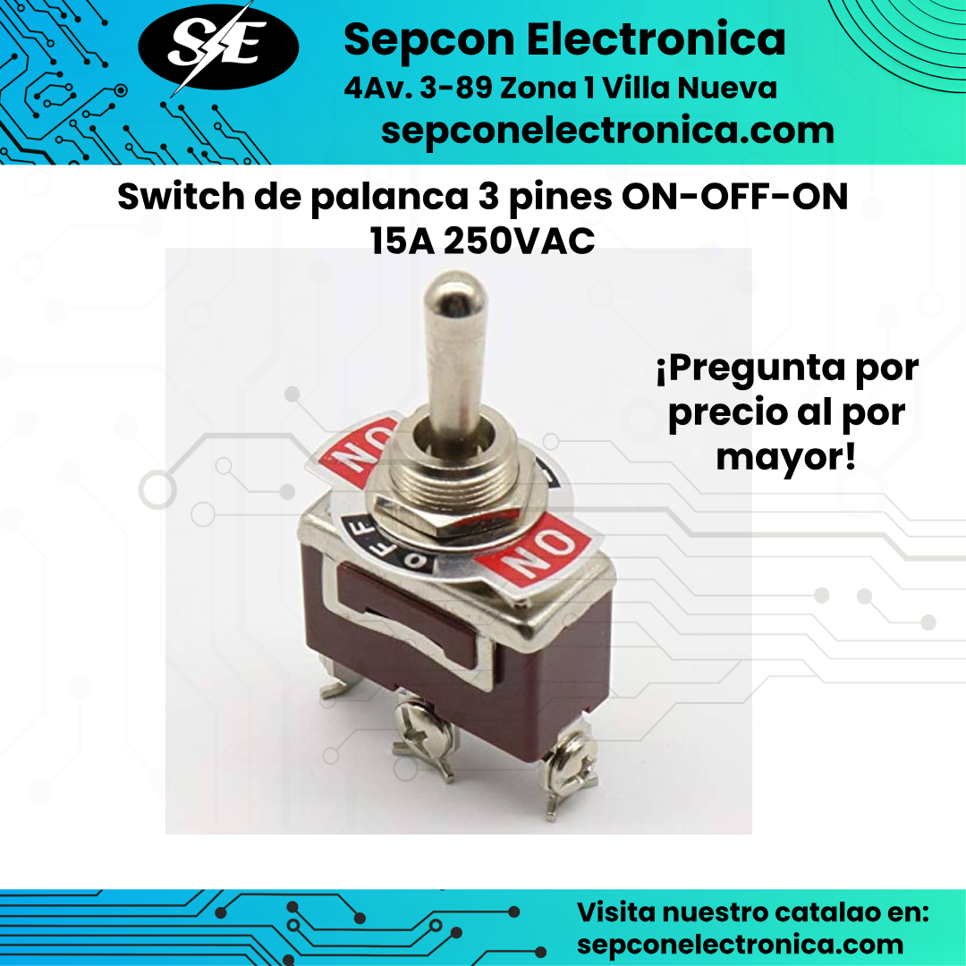 Switch de Palanca OFF-ON-OFF 3 Pines 15A 250V AC SPDT