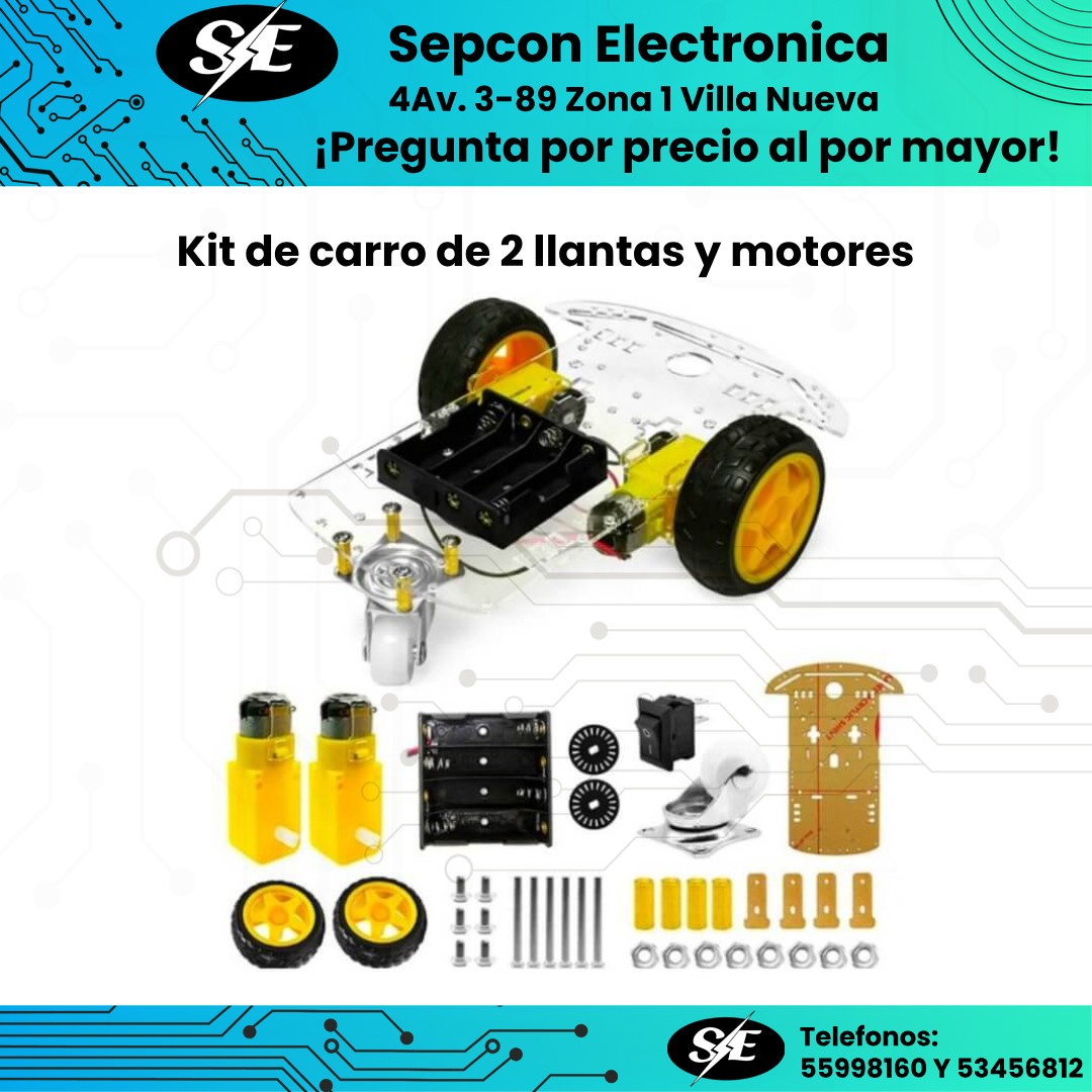 Kit Chasis para Carro Robot de 2 Ruedas con Motores – Ideal para Arduino y Proyectos DIY