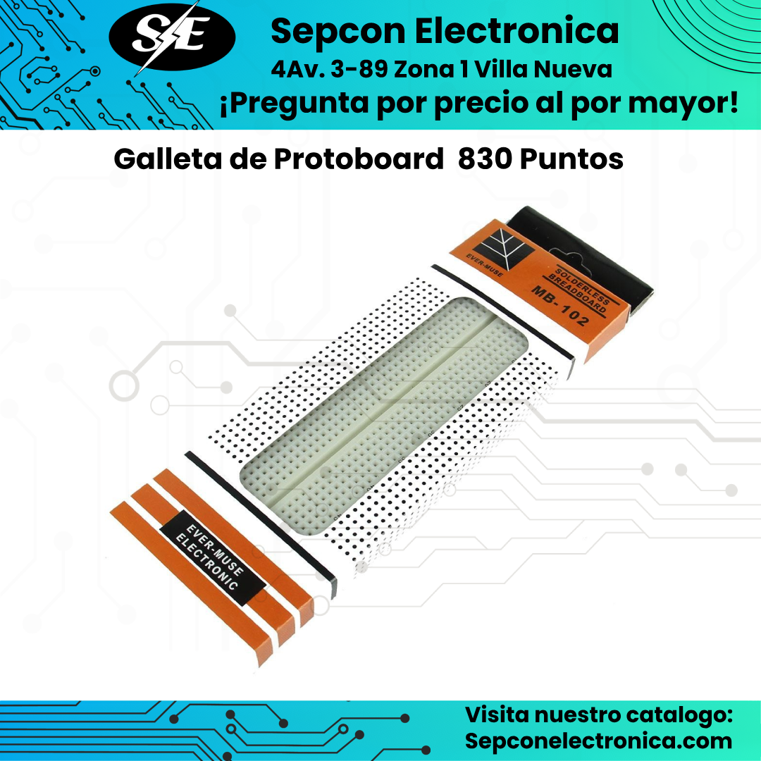 Protoboard de 1 galleta 830 Puntos