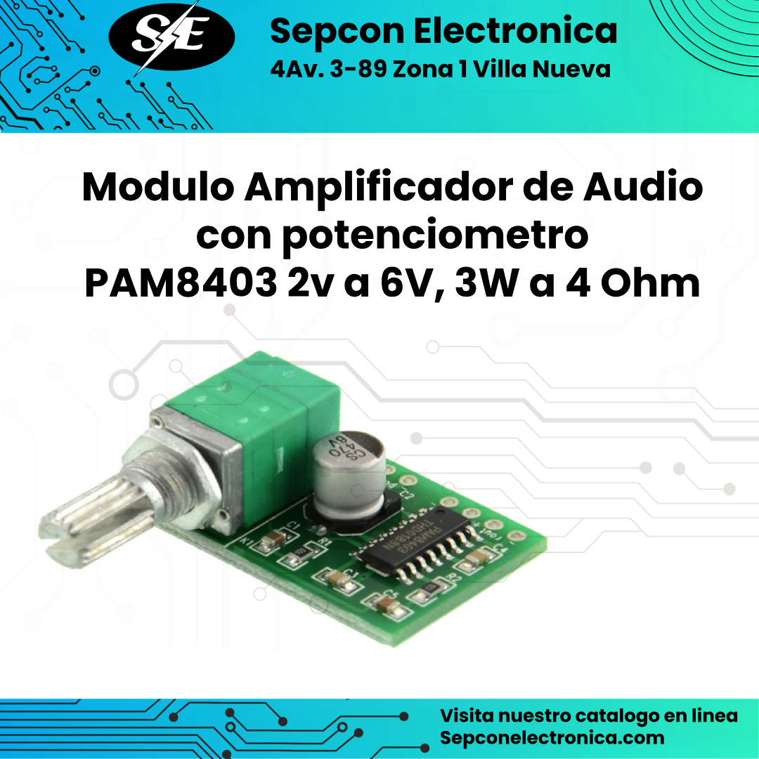 Módulo Amplificador de Audio PAM8403 – 3W a 4Ω, 2V a 6V