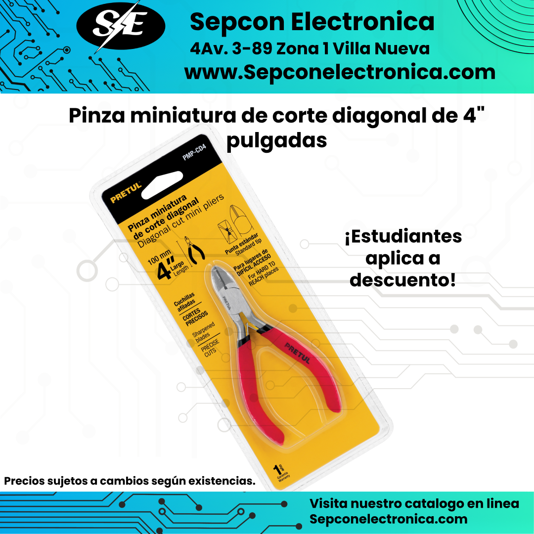 Pinza miniatura de corte diagonal de 4" pulgadas