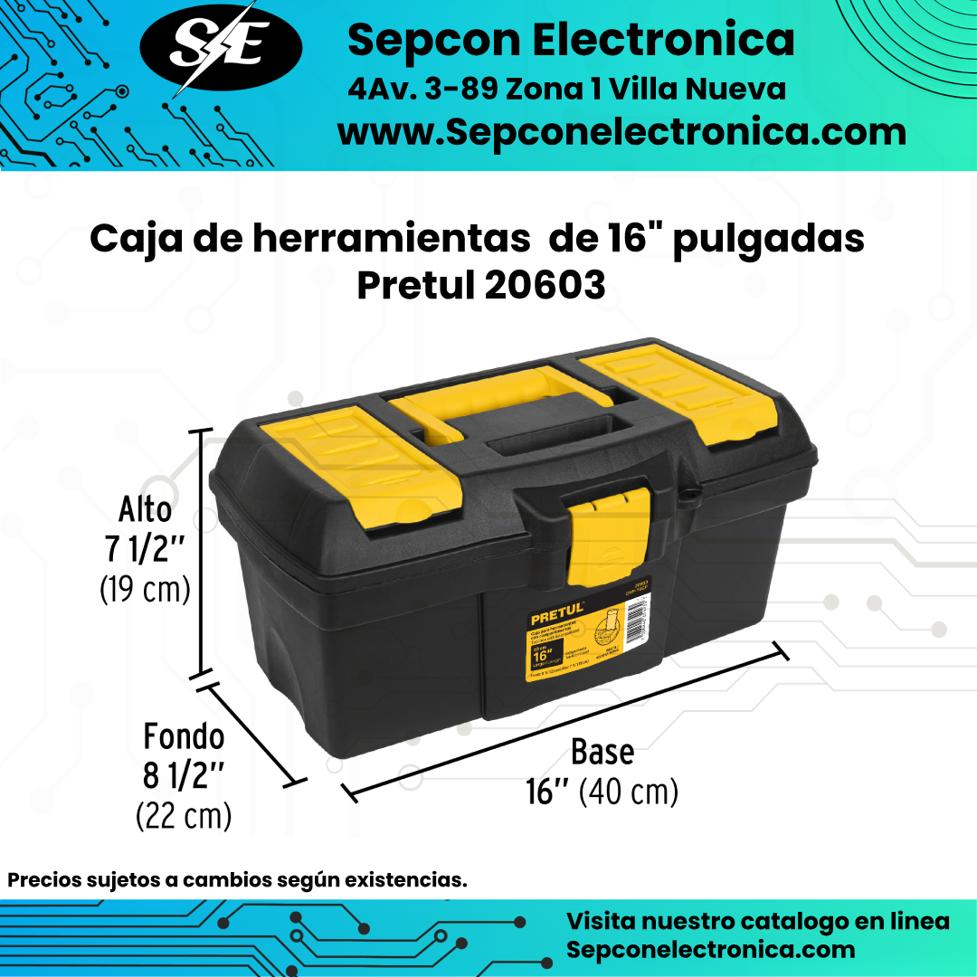 Caja de herramientas de 16" pulgadas Pretul 20603