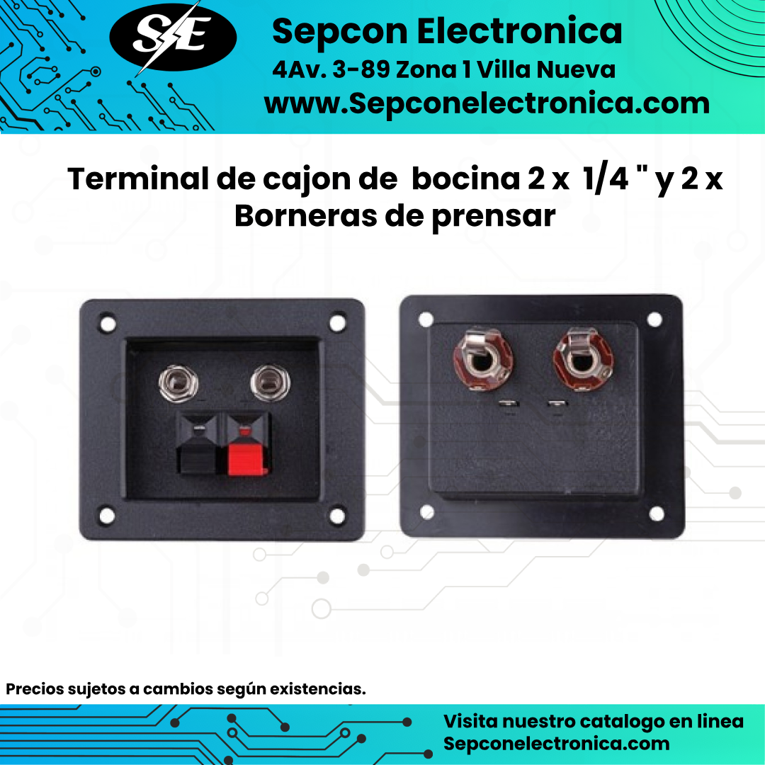 Terminal de bocina con jack de 1/4 y terminales de prensar