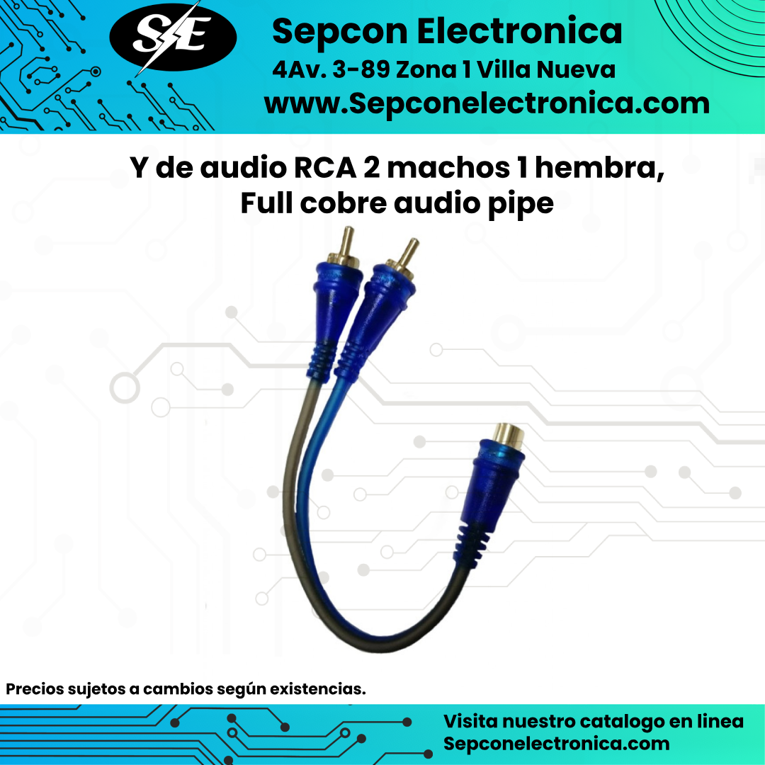 Cable Y Adaptador Audiopipe – 2 RCA Macho a 1 RCA Hembra
