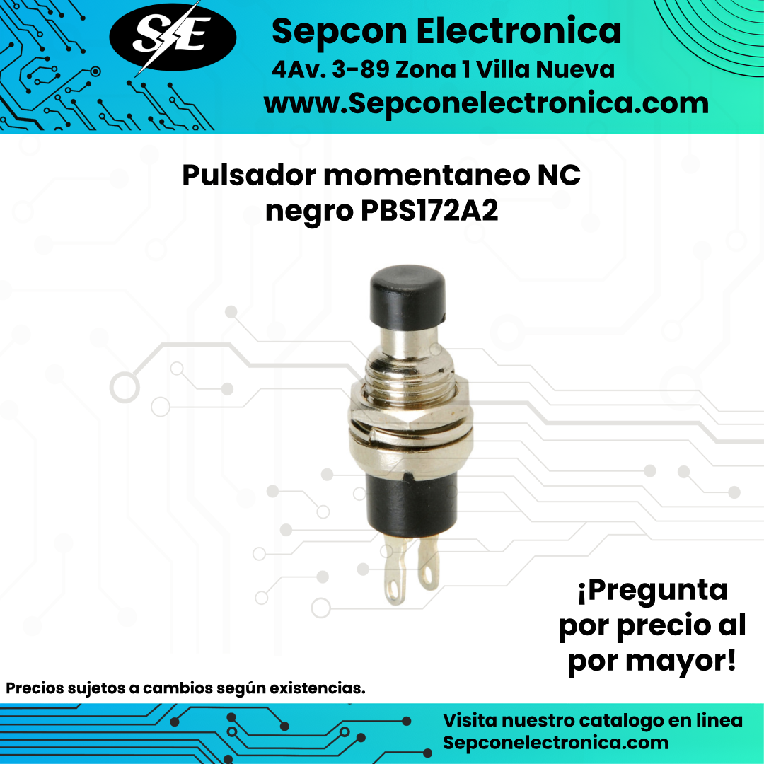 Pulsador momentaneo NC, Negro PBS172A2
