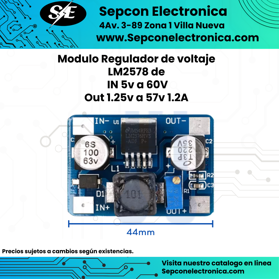 Modulo Regulador de voltaje LM2576 IN 5v a 60V OUT 1.25v a 57v 3A