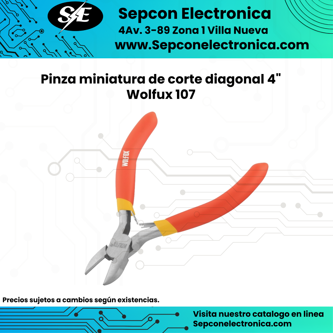 Pinza miniatura de corte diagonal 4" Wolfox 107