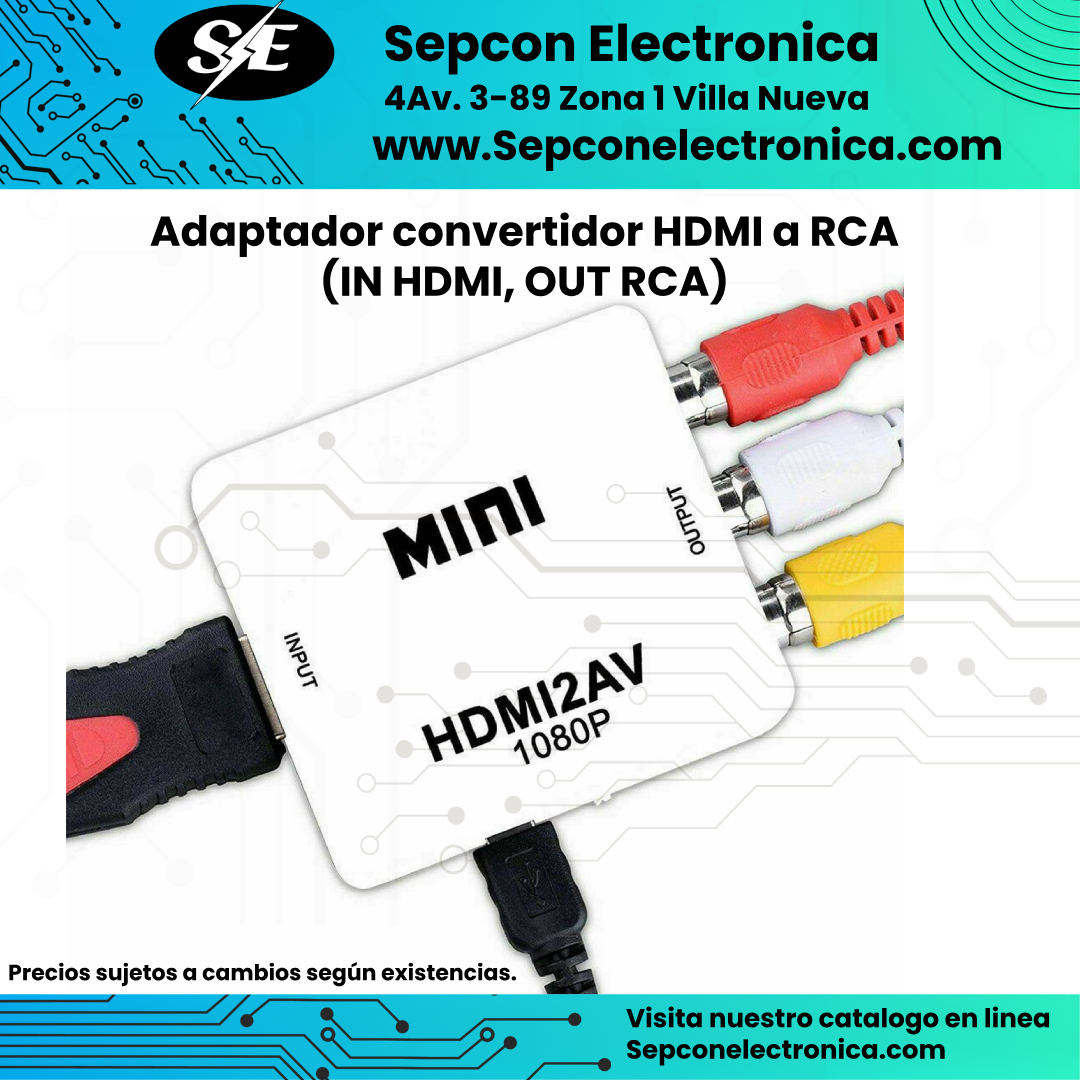 Adaptador Convertidor HDMI a RCA (HDMI IN → RCA OUT)