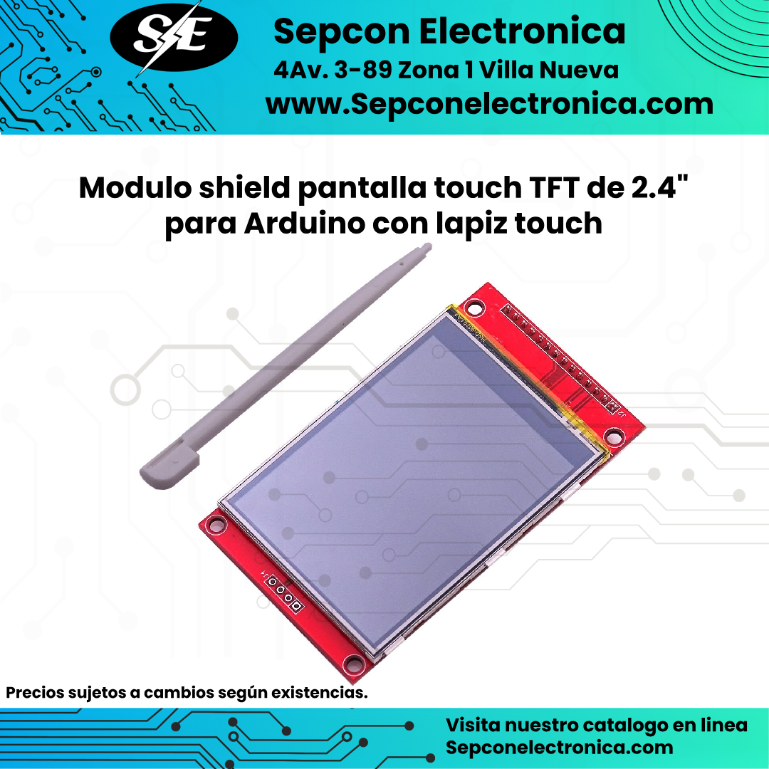 Modulo shield pantalla Touch TFT de 2.4" para Arduino con lápiz touch
