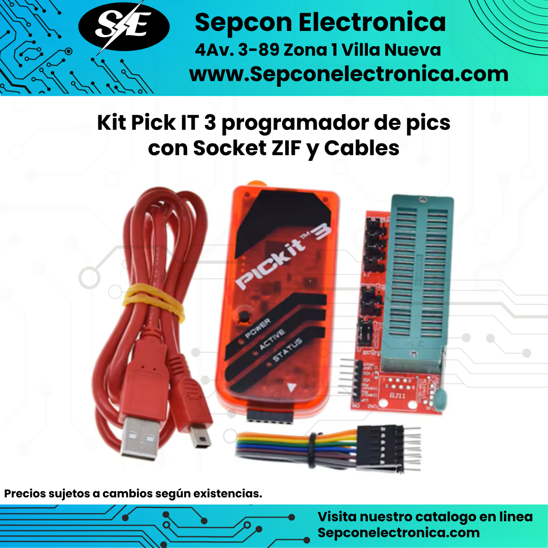Kit Pick IT 3 programador de pics con Socket ZIF y Cables