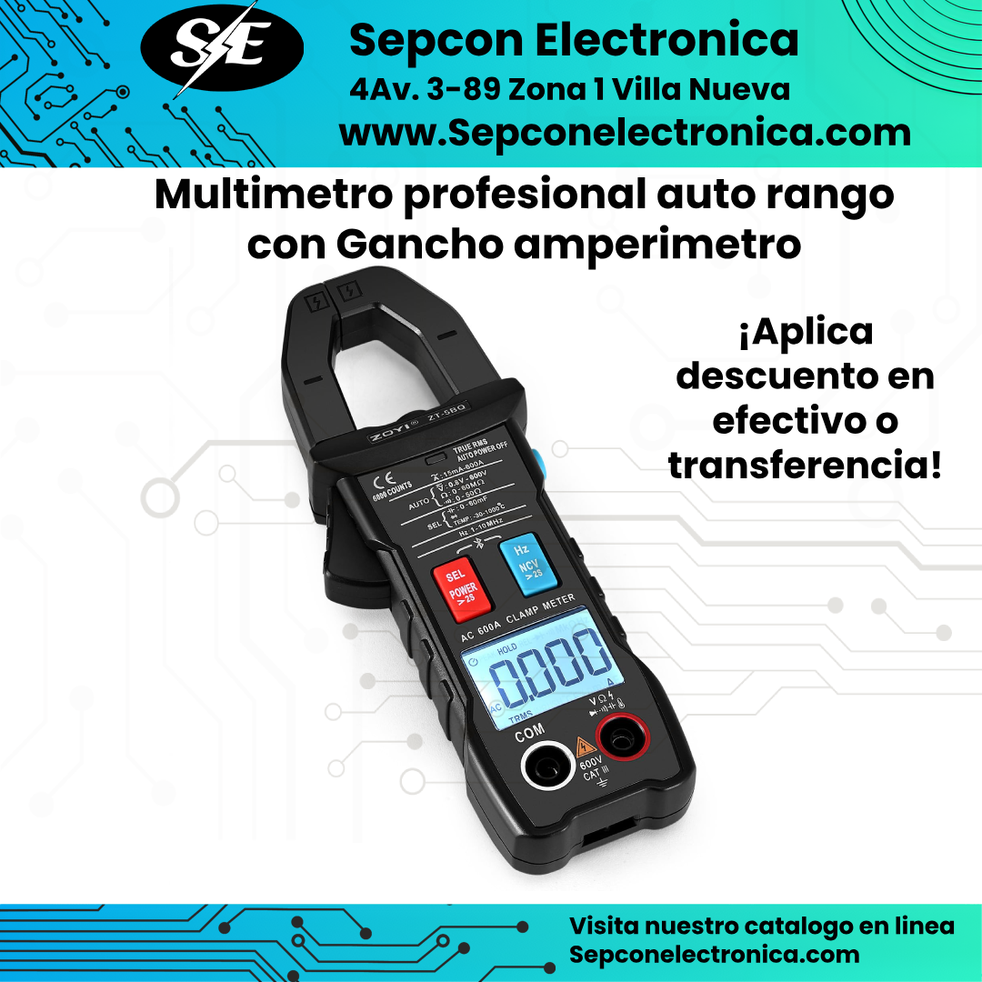 Multimetro Profesional auto rango con gancho amperimetrico