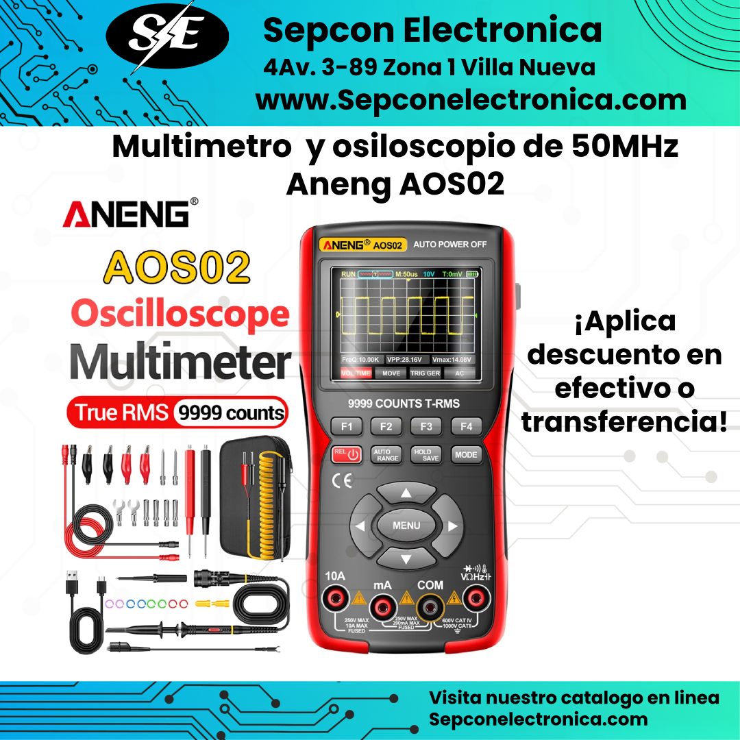 Multímetro y osciloscopio 50Mhz Aneng Aos03