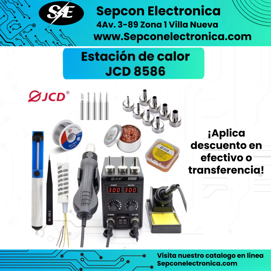 Estación de calor soldadura y aire caliente JCD 8586 Kit completo