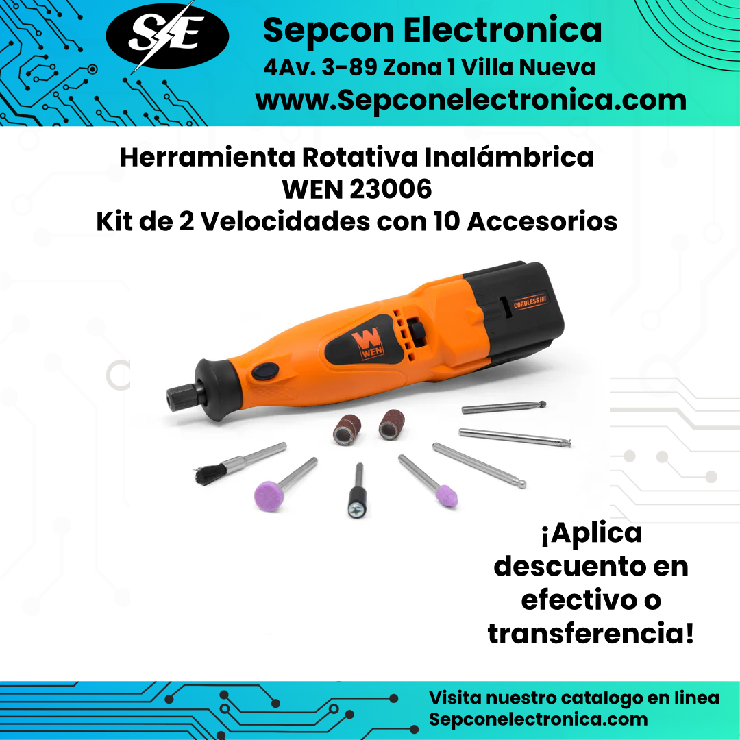 Herramienta Rotativa Inalámbrica WEN 23006 – Kit de 2 Velocidades con 10 Accesorios