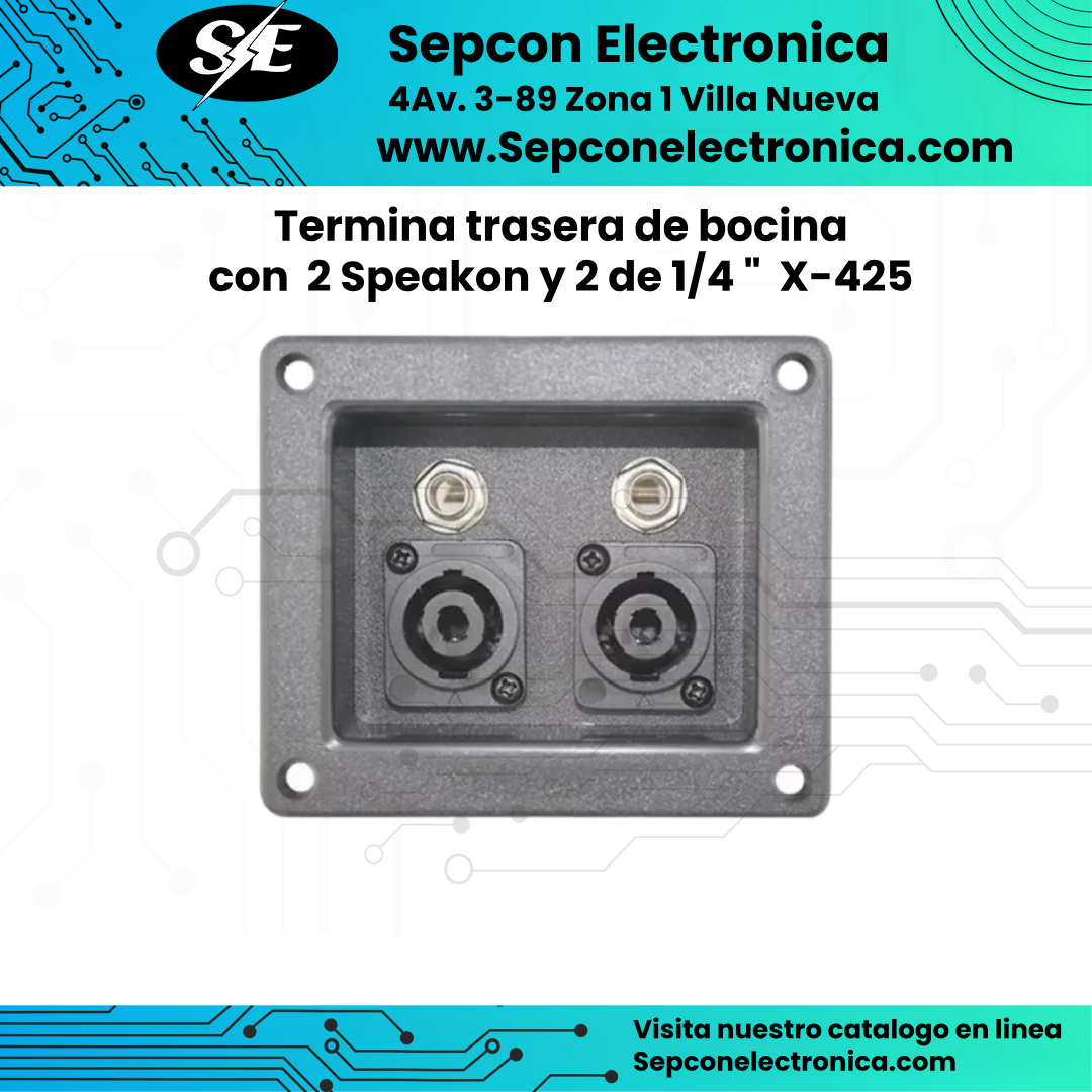 Terminal de bocina con 2 Speakon y 2 jacks de 1/4 X-425