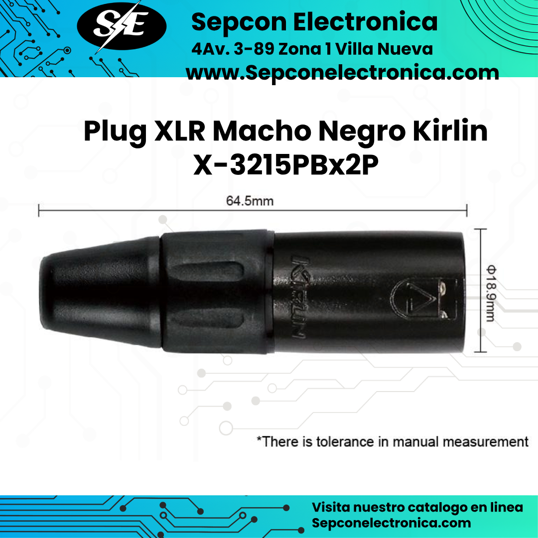 Plug XLR Macho Negro Kirlin X-3215PBx2P