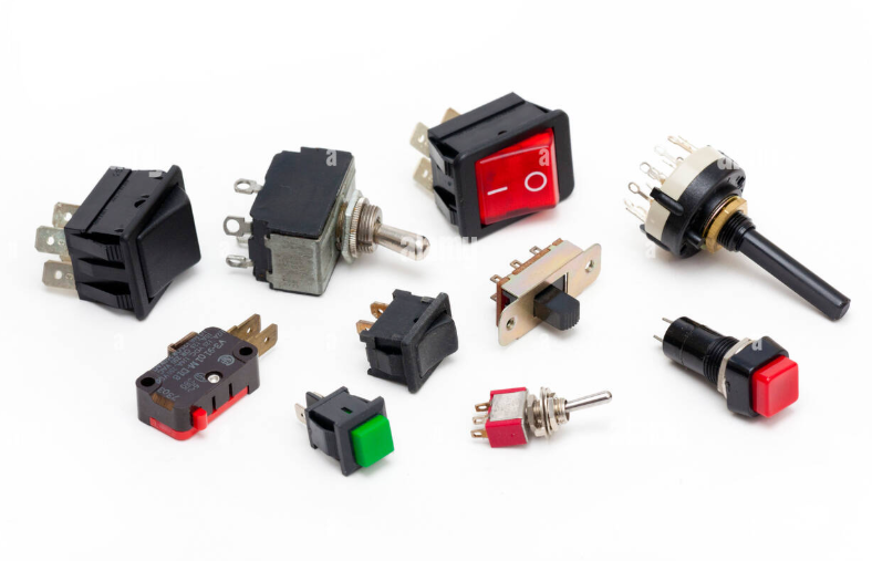 Interruptores, micro switch, pulsadores controles de volumen.