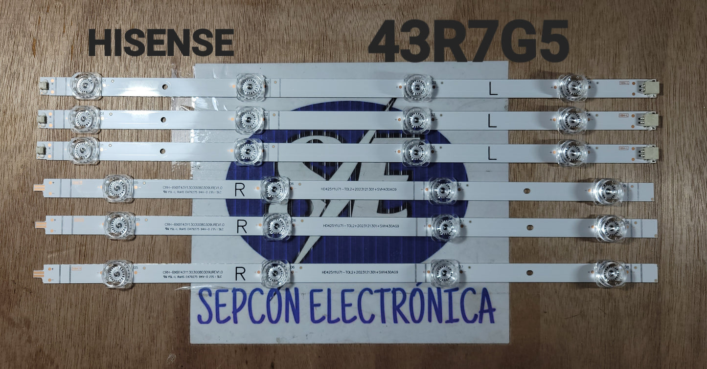Tira LED para televisión HISENSE 43" 43R7G5
