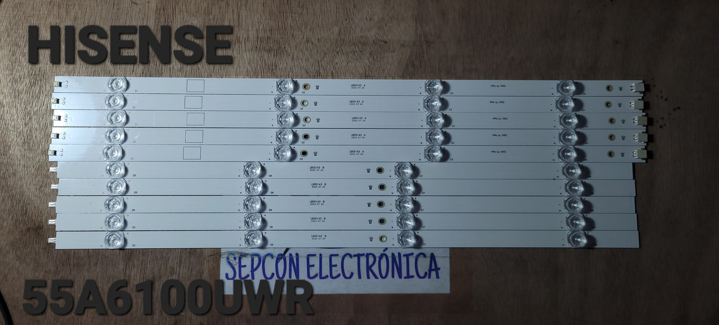 Tira LED para televisión HINSENSE 55" 55A6100UWR