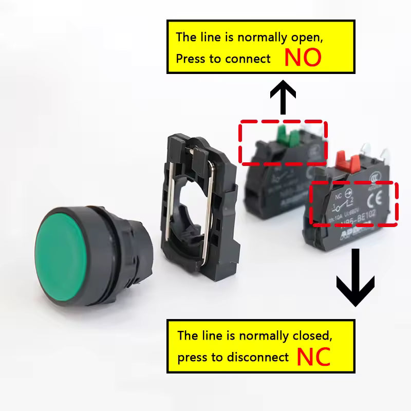 Pulsador industrial doble polo sin luz NB5-BE101V