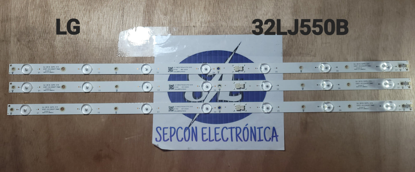 Tira LED para televisión LG 32" 32LJ550B, LE32D5542, 33LJ500V, 32LJ590U, 32LJ440