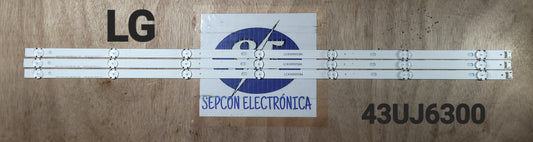 Tira LED para televisión LG 43" 43UJ6500, 43UJ651V, 43UJ561V, 43UJ701V, 43UJ634V, 43LJ624V, 43UJ610V, 43UJ630V