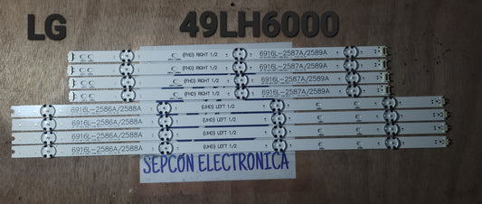 Tira LED para televisión LG 49" 49LH6000 49LH600V