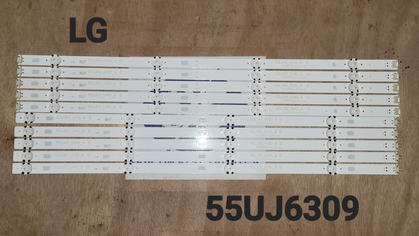 Tira LED para televisión LG 55" 55UJ6300,  55UK6100, 55LJ5400, 55UJ6300, 55UJ6300, 55UJ6300, 55UK6100, 55LJ5400