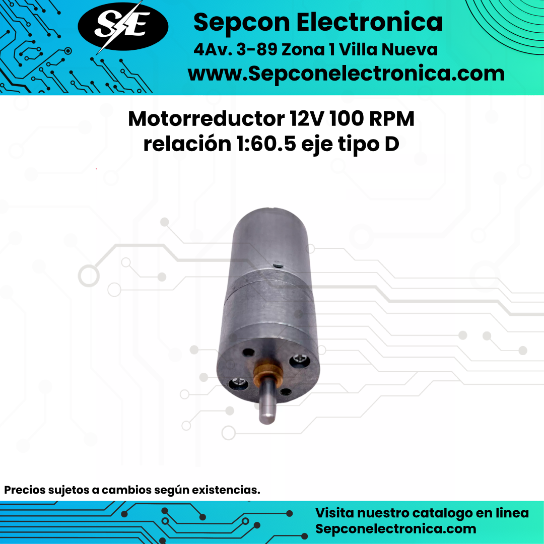 Motorreductor 12V 100 RPM metálico 25GA370R