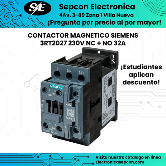 Contactor Siemens 3RT2027-1AL20 12A 110V CA Trifásico 3P NO + 1NA
