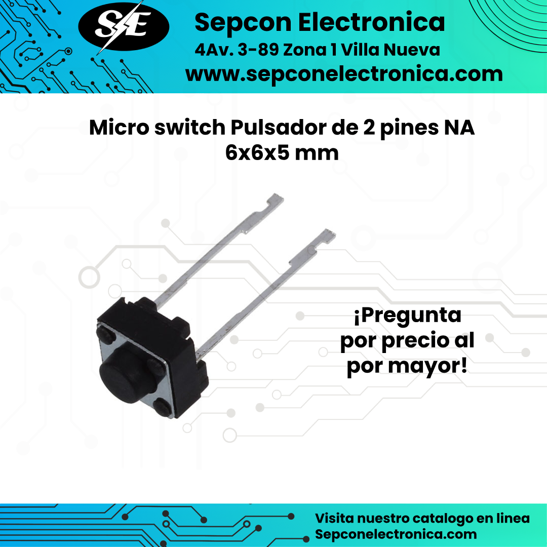 Micro switch Pulsador de 2 pines NA 6x6x5 mm