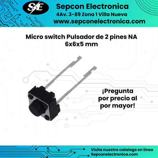 Micro switch Pulsador de 2 pines NA 6x6x5 mm