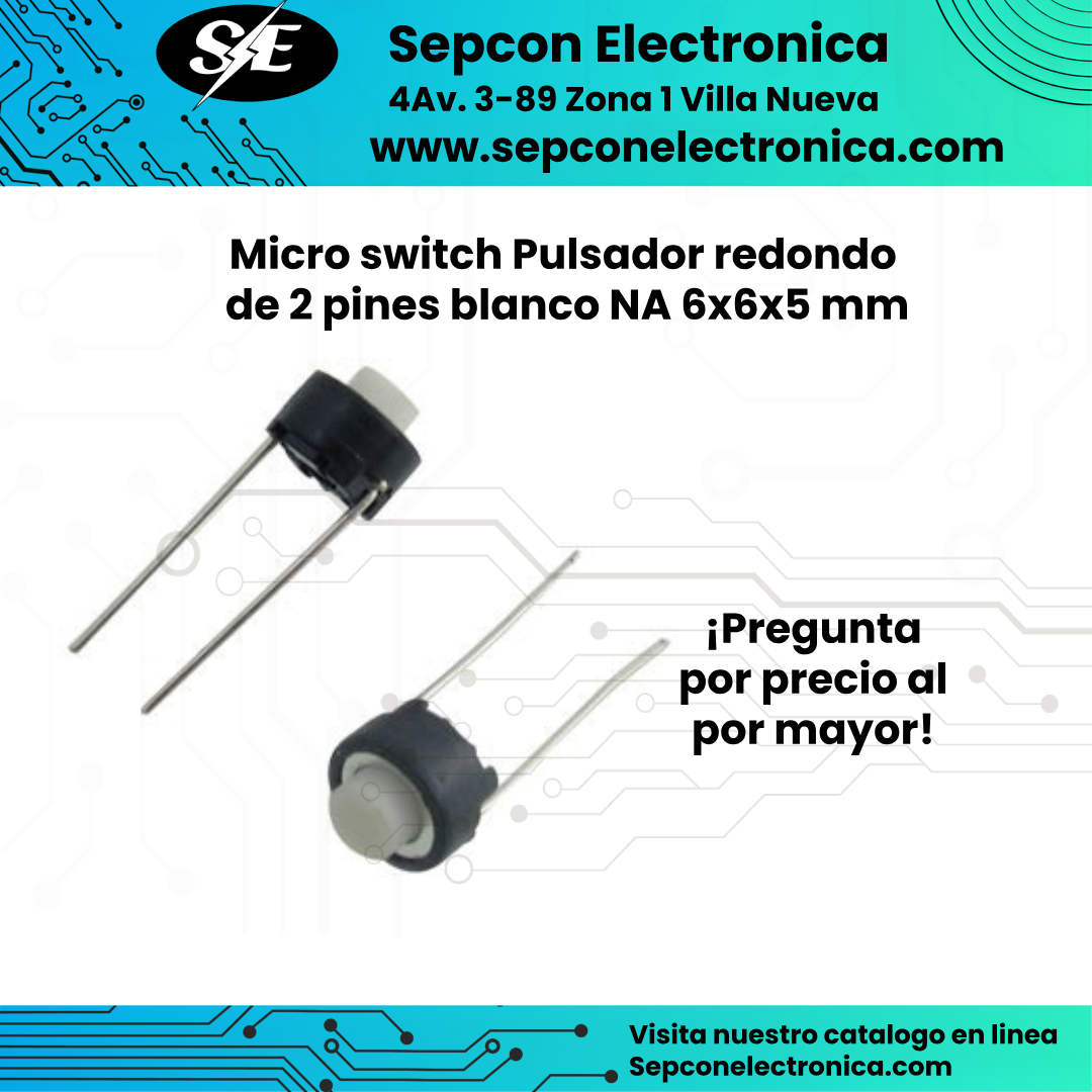 Micro switch Pulsador redondo de 2 pines blanco NA 6x6x5 mm