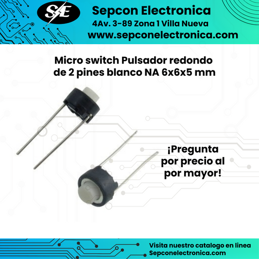 Micro switch Pulsador redondo de 2 pines blanco NA 6x6x5 mm