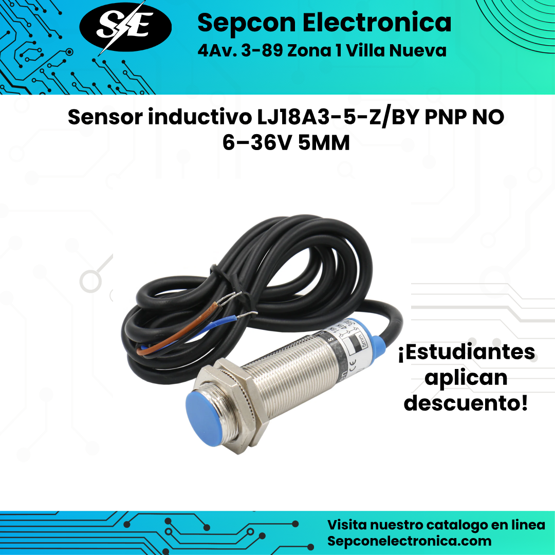 Sensor de proximidad inductivo LJ18A3-5-Z/BY PNP NO 6–36V
