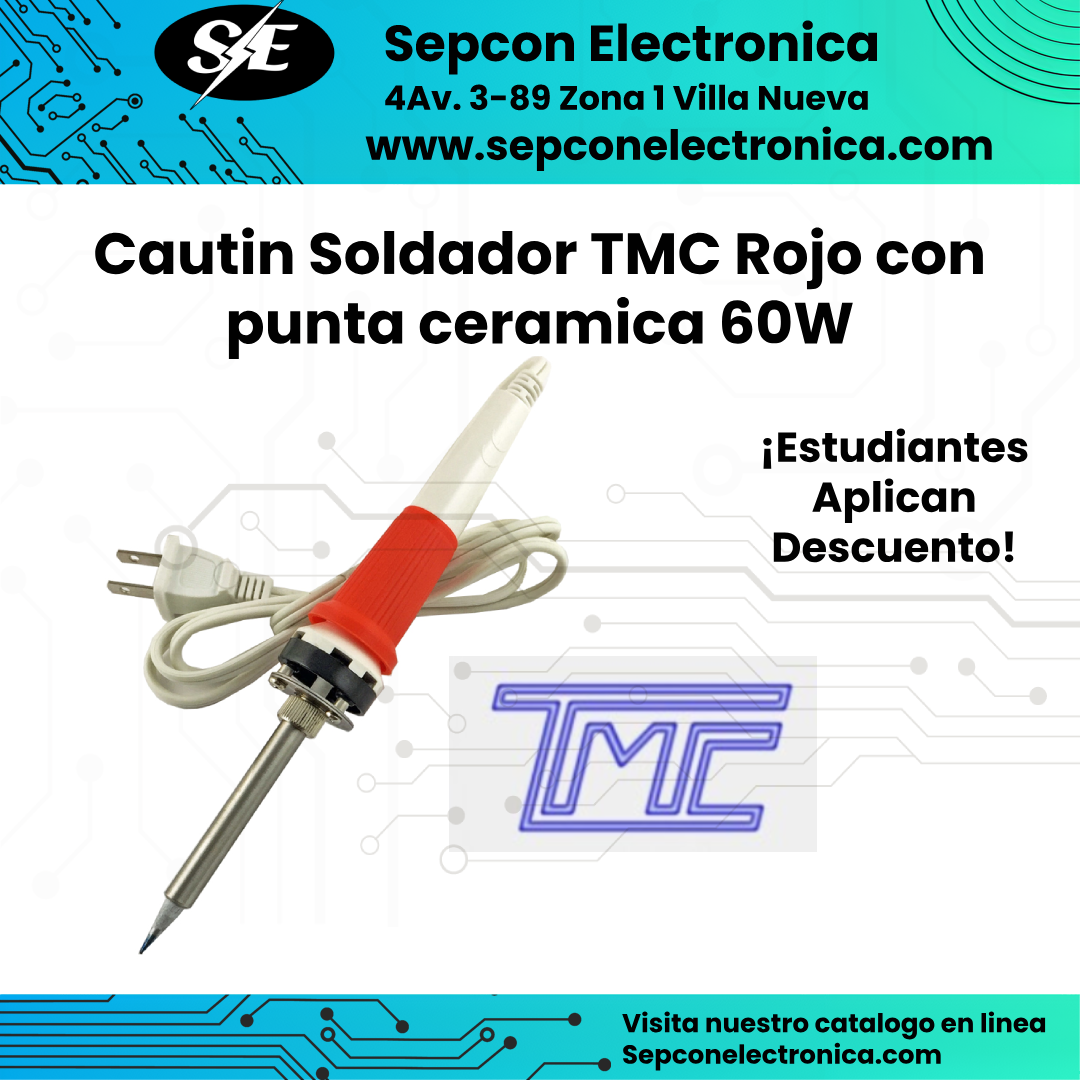 Cuatín soldador TMC 60W rojo con punta cerámica
